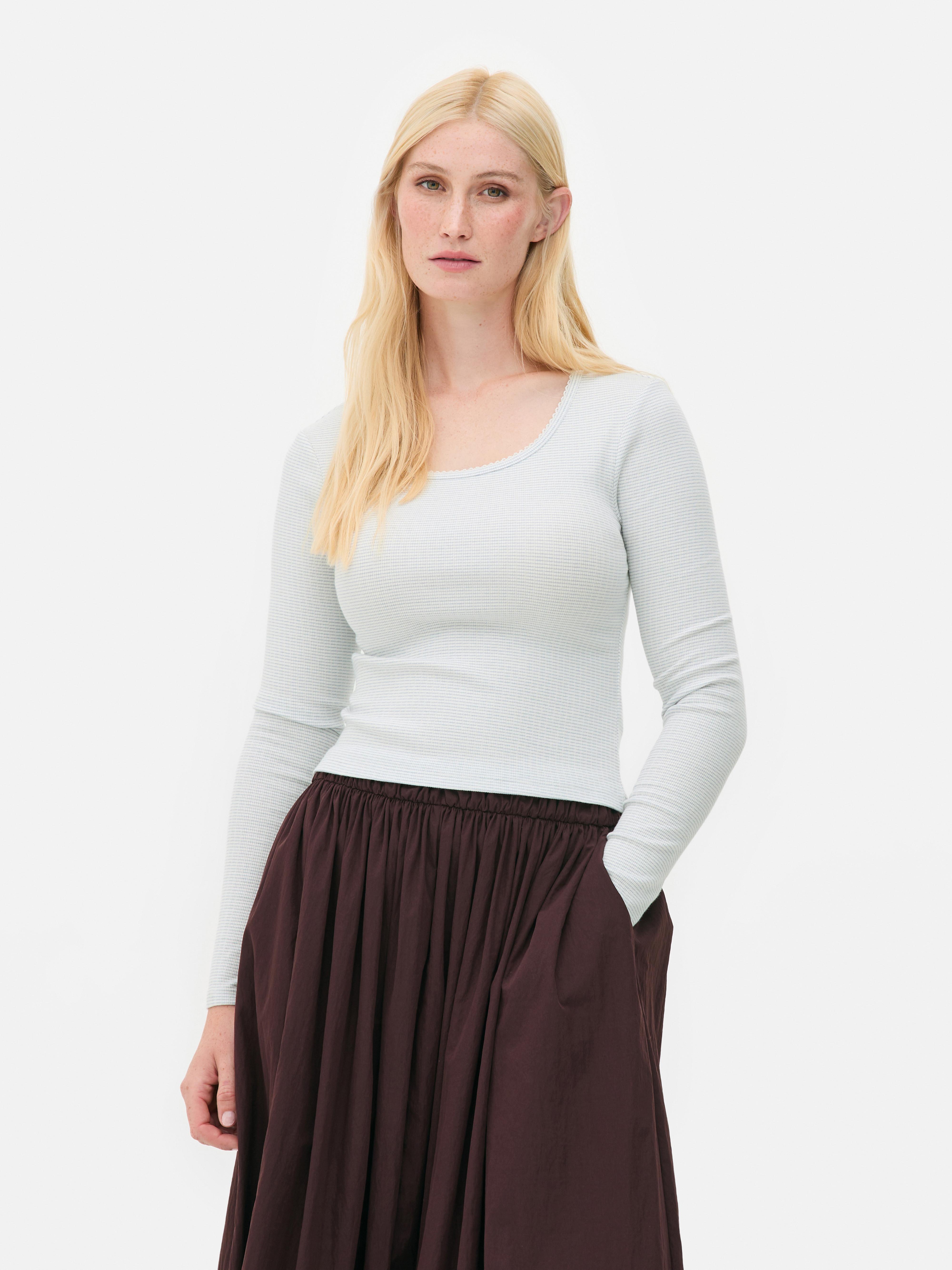 Cotton Rich Scoop Neck Top