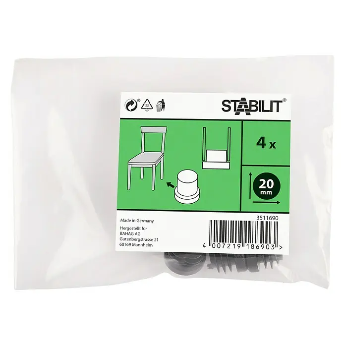 MØBELKNOTTER STABILIT SVART 20MM 4STK