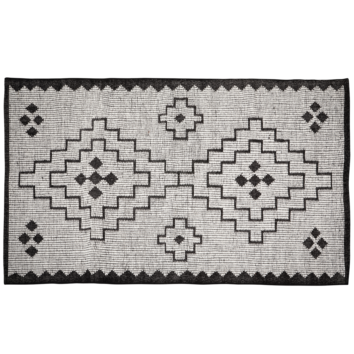 WOOOD Omari Vloerkleed - Wol Jute - Naturel Zwart - 1x160x230