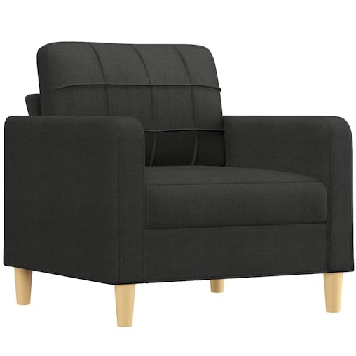 NNEVL 3 Piece Sofa Set with Pillows Black Fabric