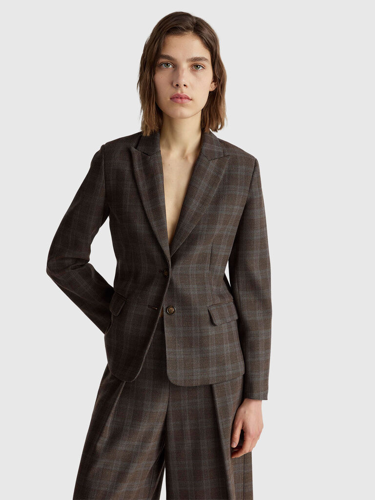 Check blazer in viscose blend