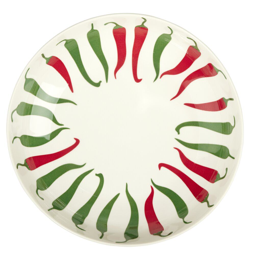 Assiette creuse céramique blanche motifs piments rouges et verts Ø22cm