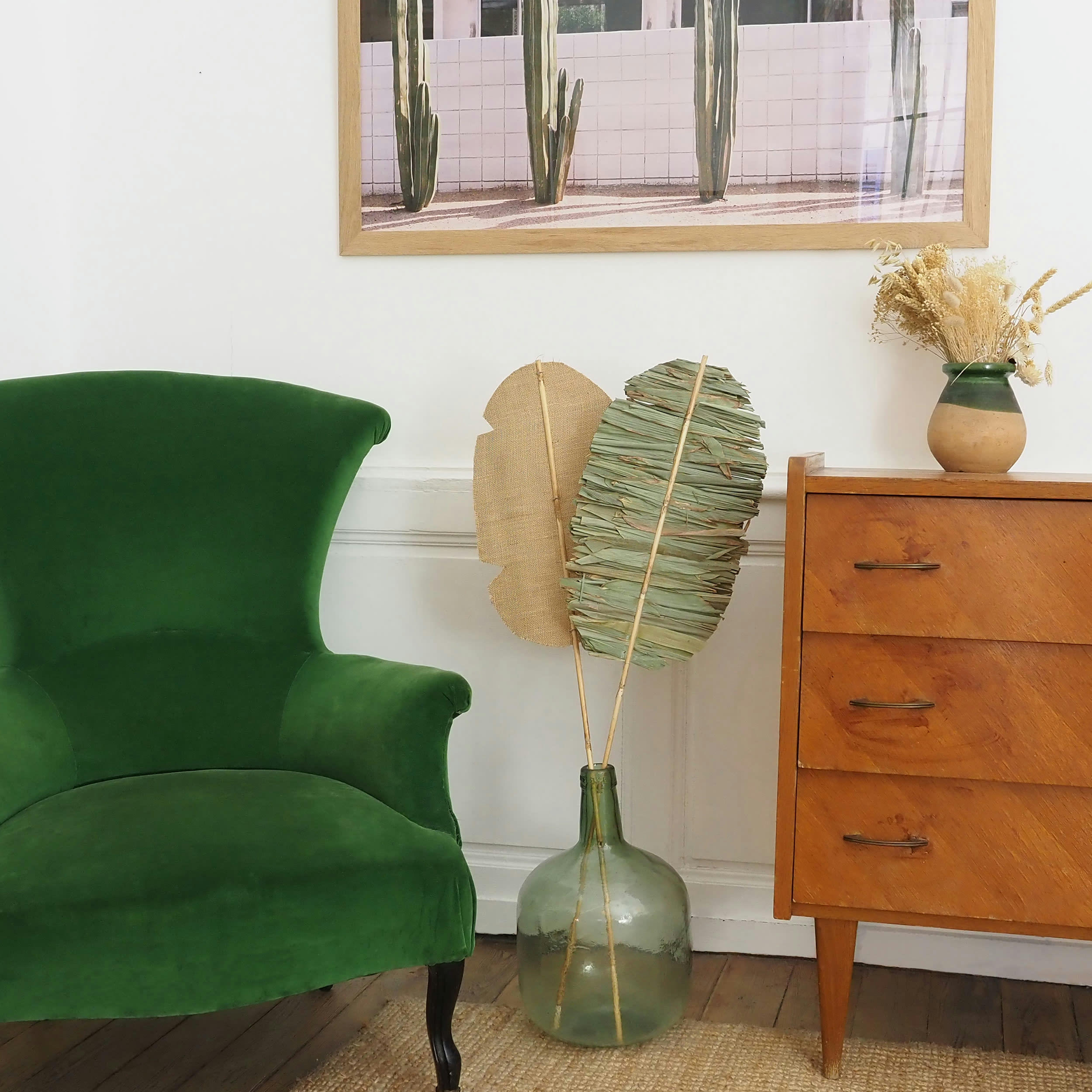 - Palme en toile de jute 100cm