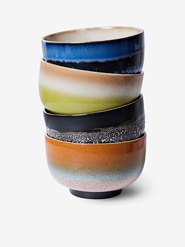 Set de 4 bols a nouilles groovy 70s ceramique - hk living multicolore