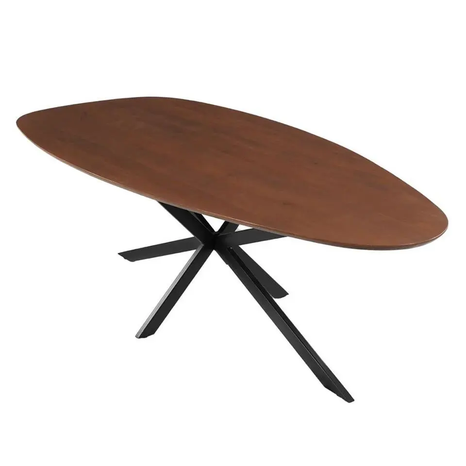 Mangohoutonline - Eettafel Organisch Laura 180x90cm Walnoot Rechthoekig Bruin