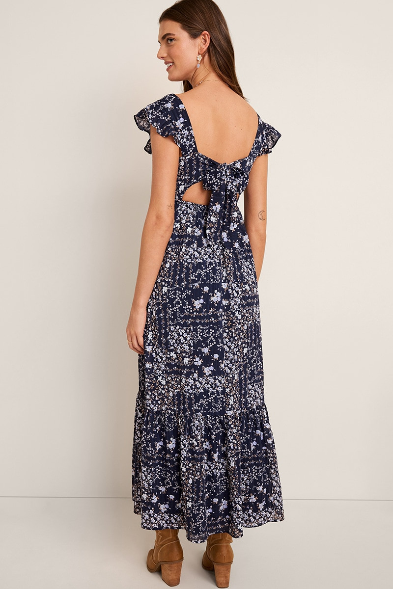 Ann Bow Back Floral Maxi Dress