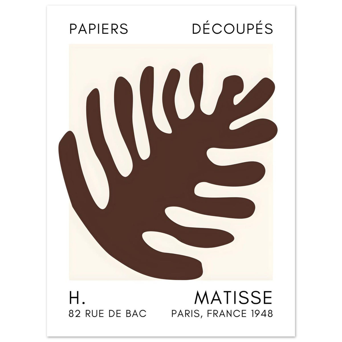 Artfulprints Poster Matisse – Coral bloom brown  - 30x40 cm - Bruin