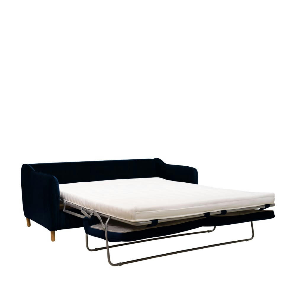 VORNAY - Canapé convertible ouverture express 3 places en velours bleu nuit