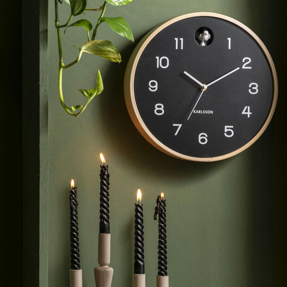 NATURAL CUCKOO - Horloge murale ronde D31,5cm noir
