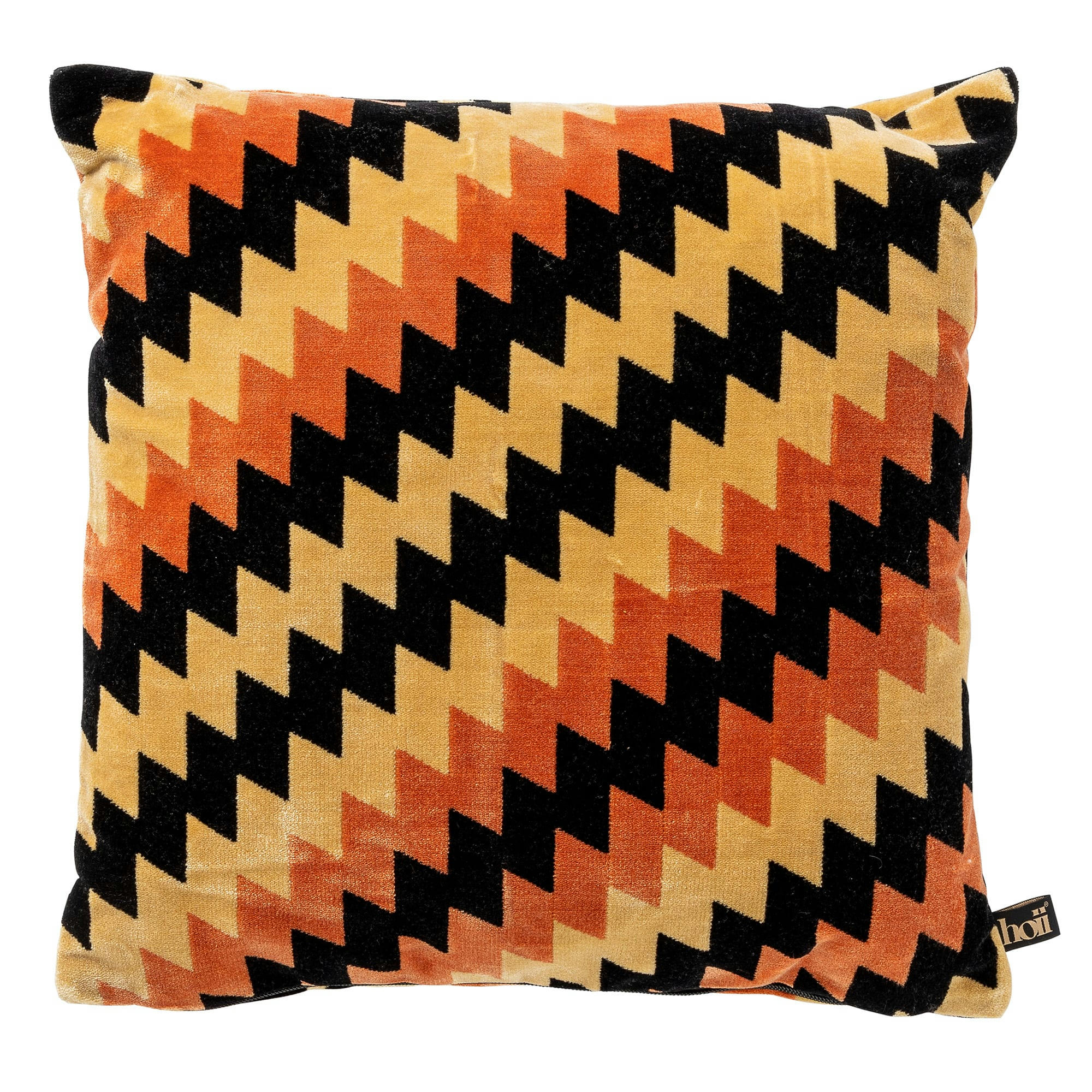 Francesco - Coussin orange en velours 45x45 cm avec motif