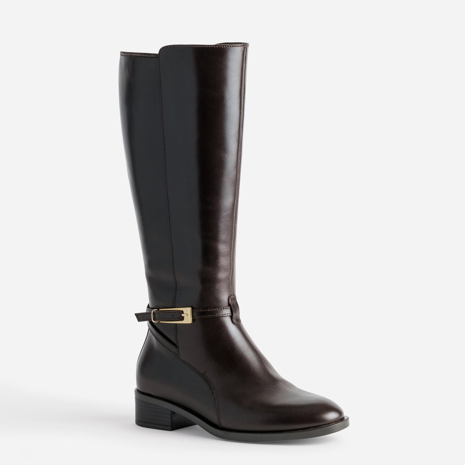 Botte plate marron cuir bride cheville