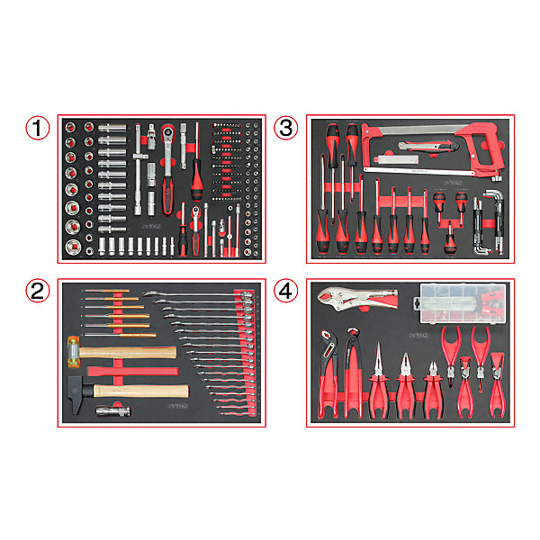 KS Tools - 824.6536F - Servante d'atelier 6 tiroirs fabriquée en France, équipée de 265 outils