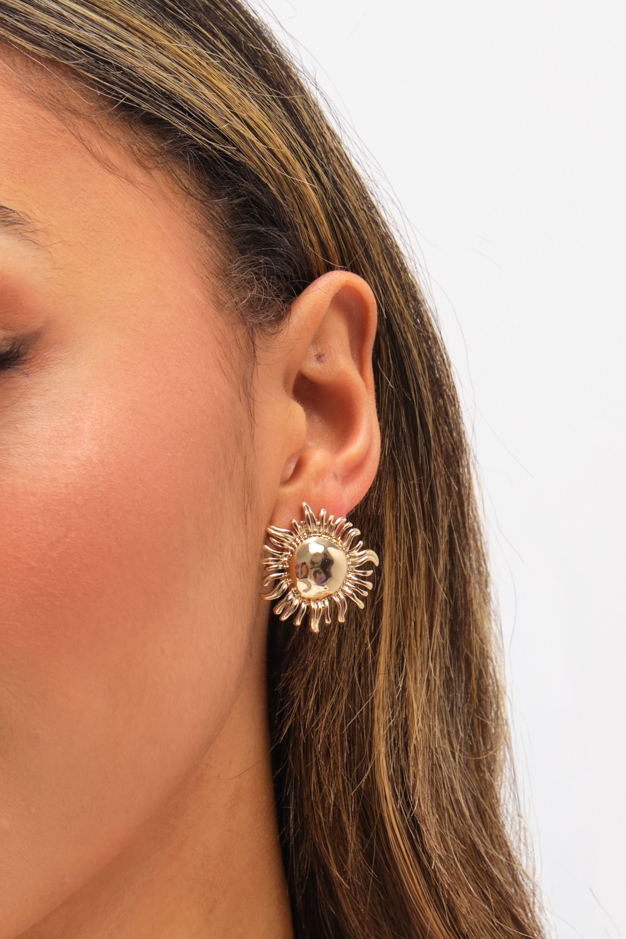 Mood Gold Plated Sun Stud Earrings
