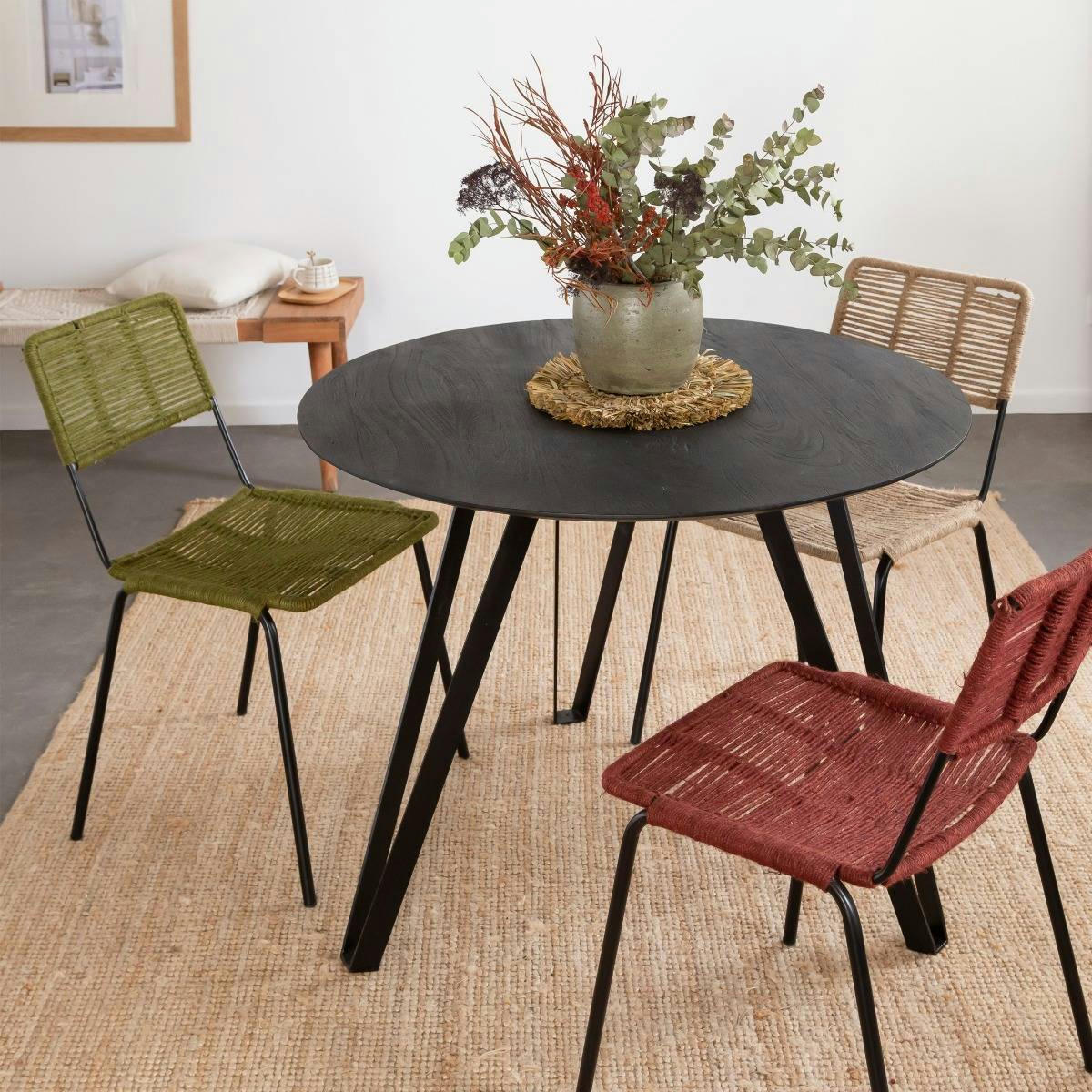 - Table à manger en bois noir 102 cm