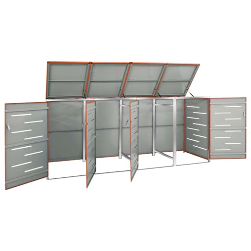 NNEVL Quadruple Wheelie Bin Shed 276.5x77.5x115.5 cm Stainless Steel