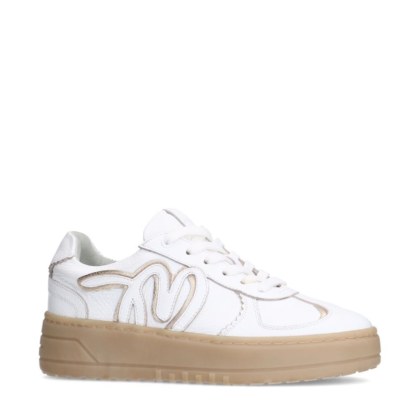 Manfield Witte leren sneakers