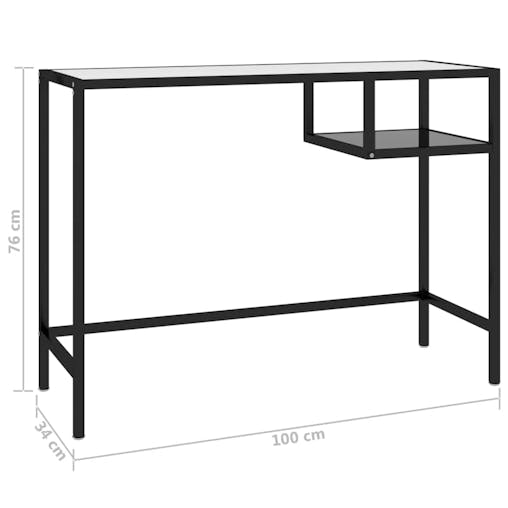 NNEVL Computer Desk Black 100x36x74 cm Glass