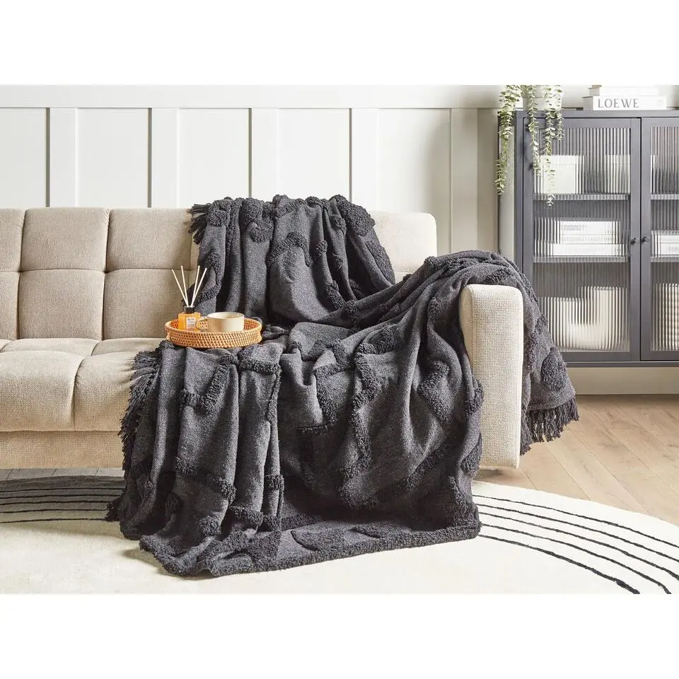 CHACK - Deken - Donkergrijs - 220 x 240 cm - Katoen