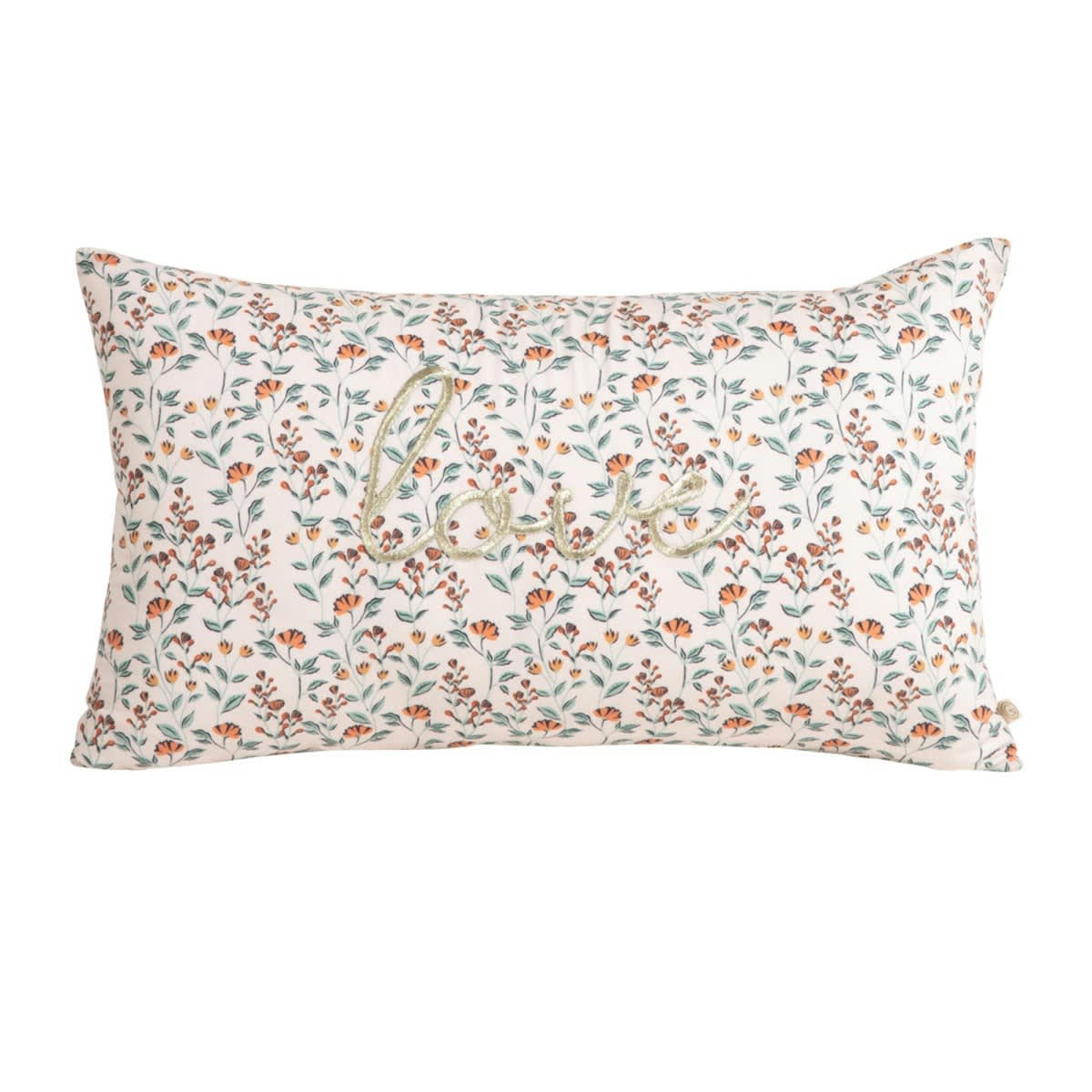 MAINTENANT - Housse de coussin en lin imprimé fleuri rose 30x50