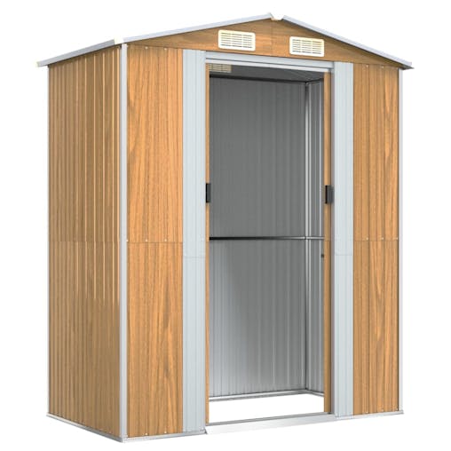 NNEVL Garden Shed Light Brown 192x108x223 cm Galvanised Steel