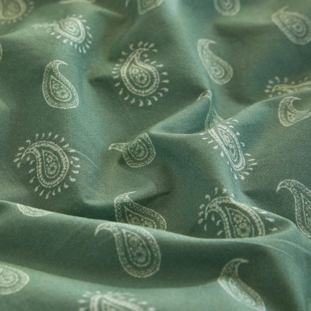 FN SARI - Housse de couette en percale de coton organic 155x220 cm vert clair