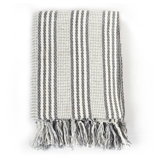 NNEVL Throw Cotton Stripes 125x150 cm Grey and White