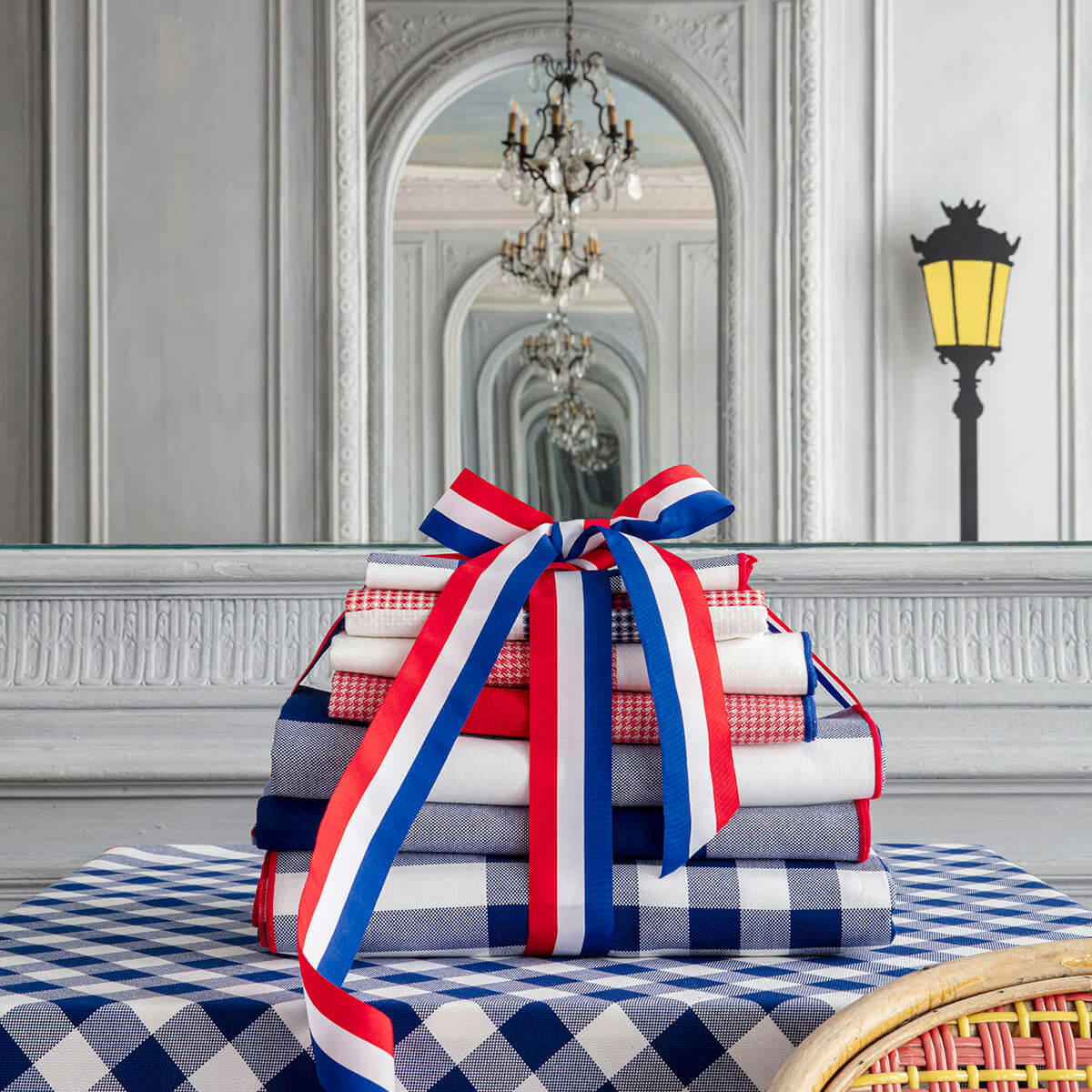 ELYSÉE - Essuie-mains en coton tricolore 54 x 38