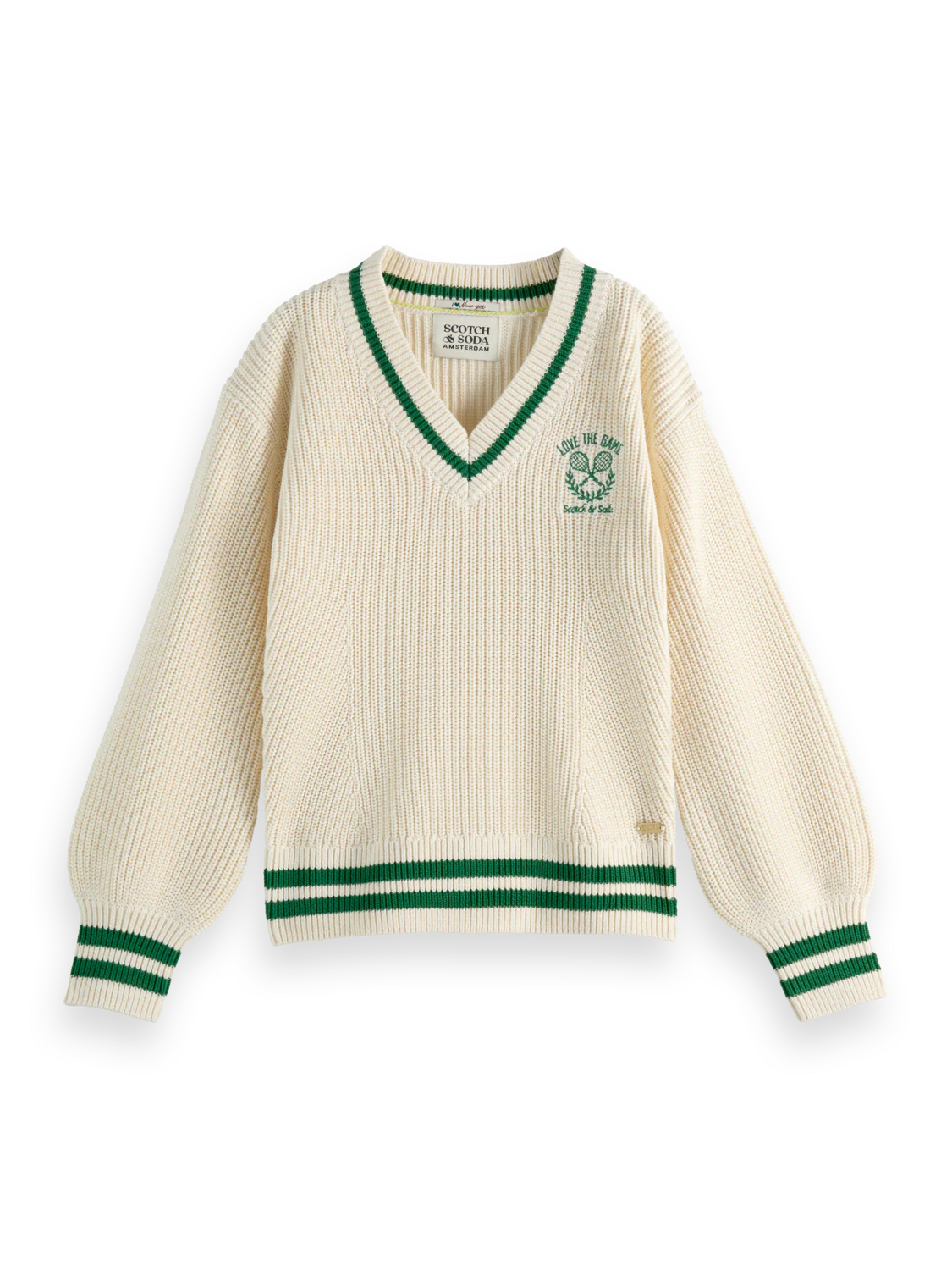 Girls' V-Neck Embroidered Pullover Sweater