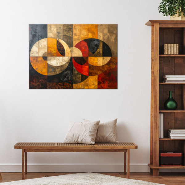 Obraz do salonu sypialni, Abstrakcja Geometryczna w Odcieniach Ziemi 30x20
