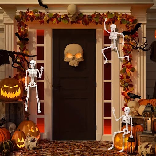 NNETM Set 3pcs 40.64cm Posable Halloween Skeleton Decorations Haunted Houses, Graveyards, and Indoor Outdoor