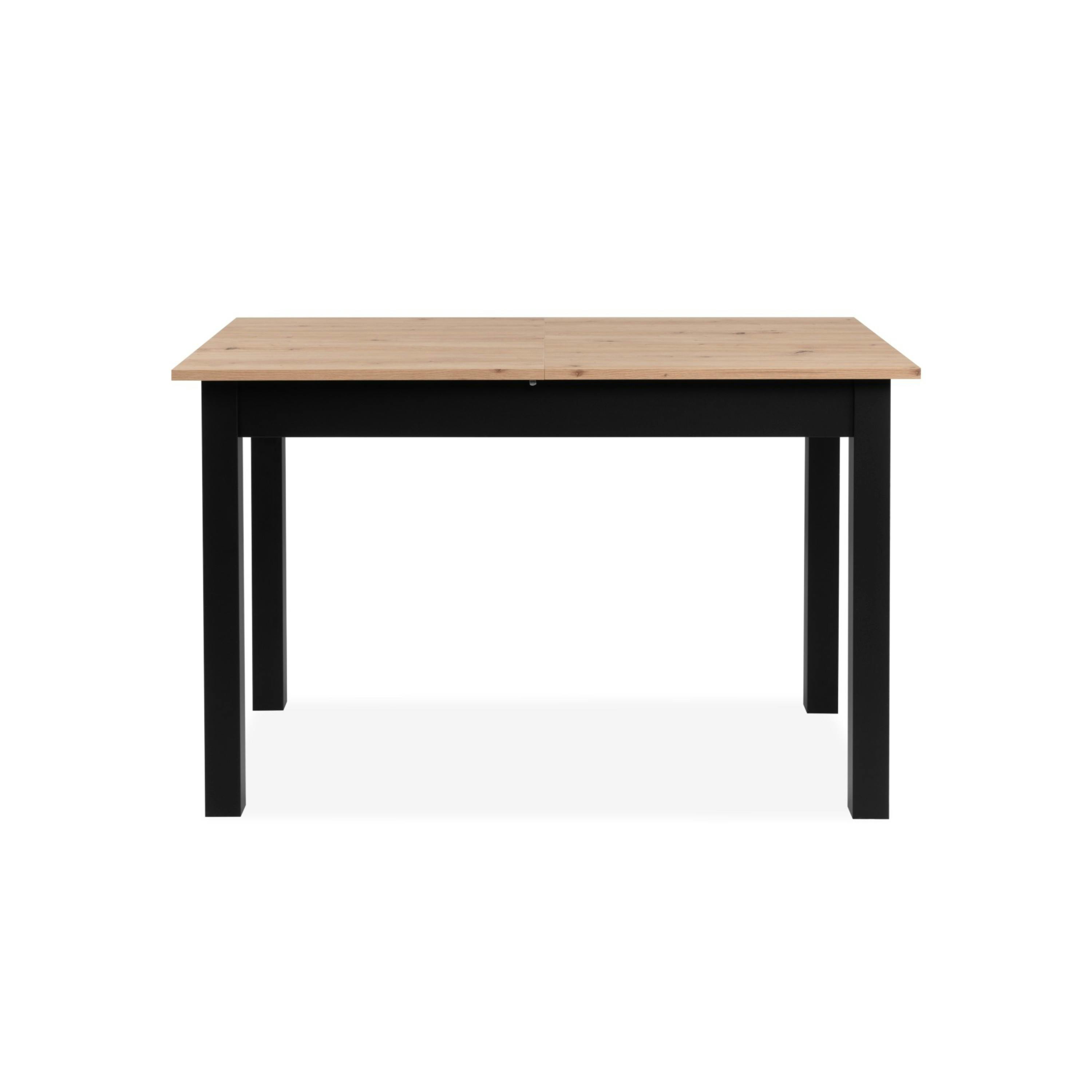 Table à manger extensible noire et effet bois 140-180 cm ALVA