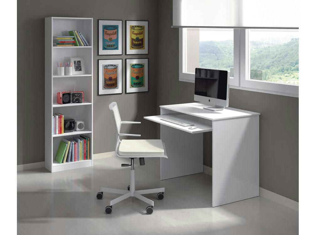 GABY - Bureau blanc avec tablette extractible L90cm x H79cm