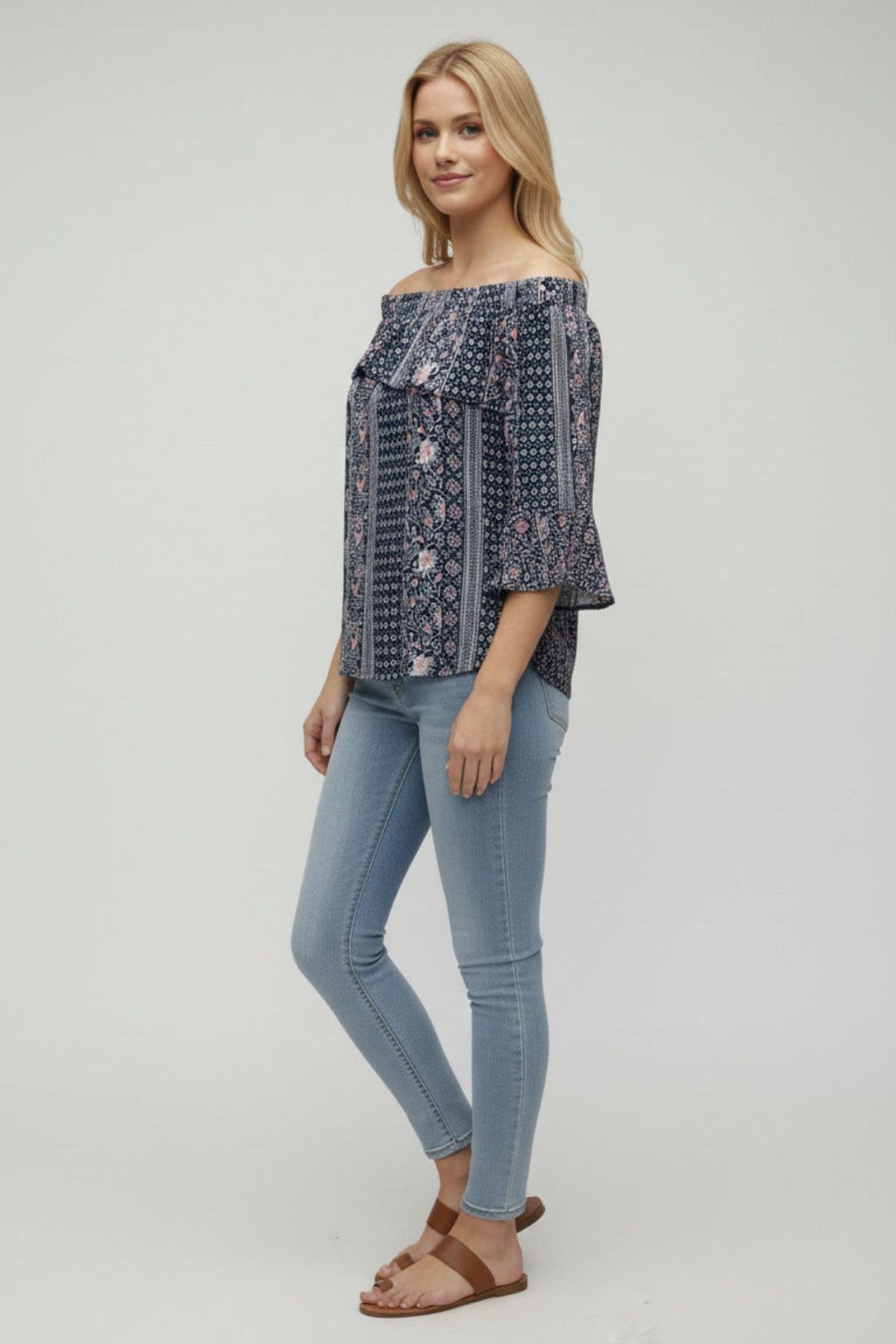 Cutie London Paisley Print Off-Shoulder Bardot Top
