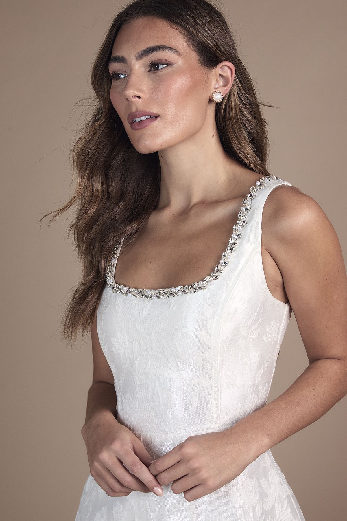 Coast Jacquard Mini Dress With Jewel Trim