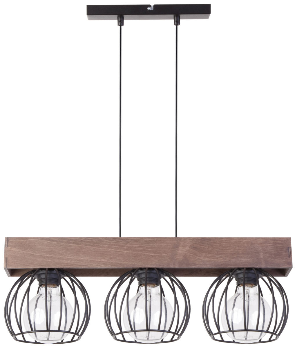 Lampa wisząca czarna-ciemne drewno Milan 3xE27x15W Sigma Lighting