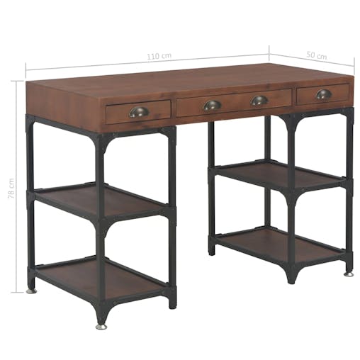 NNEVL Desk with 3 Drawers 110x50x78 cm Solid Fir Wood