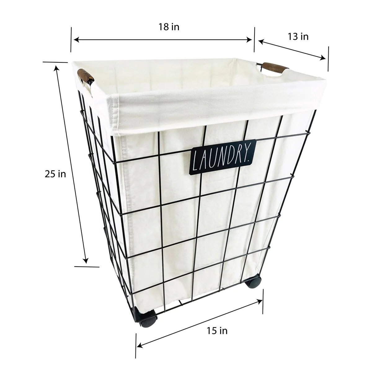 Rae Dunn Heavy Duty Laundry Hamper on Wheels - LAUNDRY