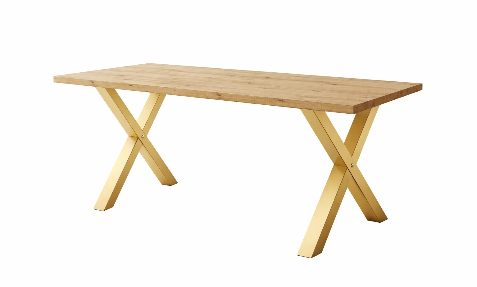 Stół loftowy SOFTI X nierozkładany 140x90, Dąb Artisan, n. złote