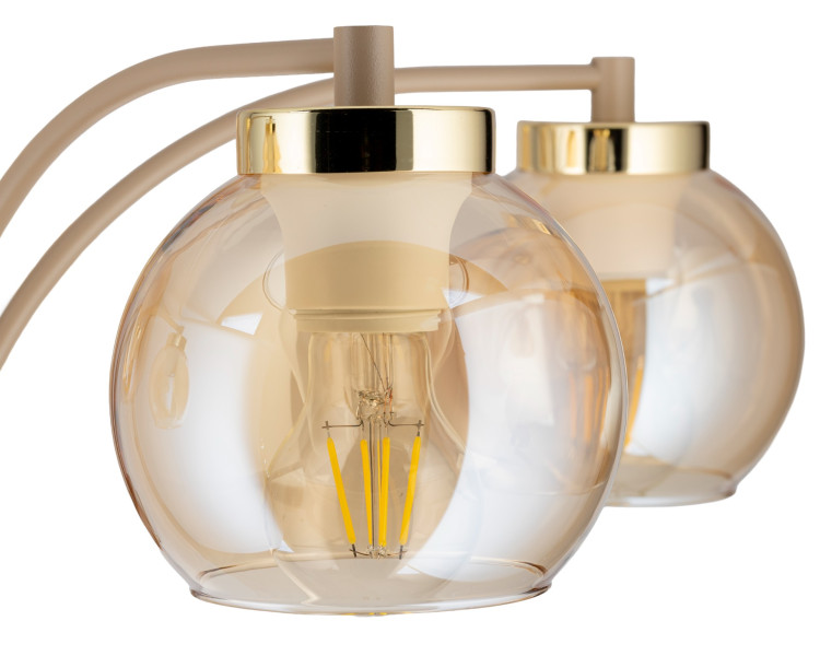 Żyrandol Cris Beżowo-złoty 5xE27 60 cm Klosze Nowoczesny Salon Taupe
