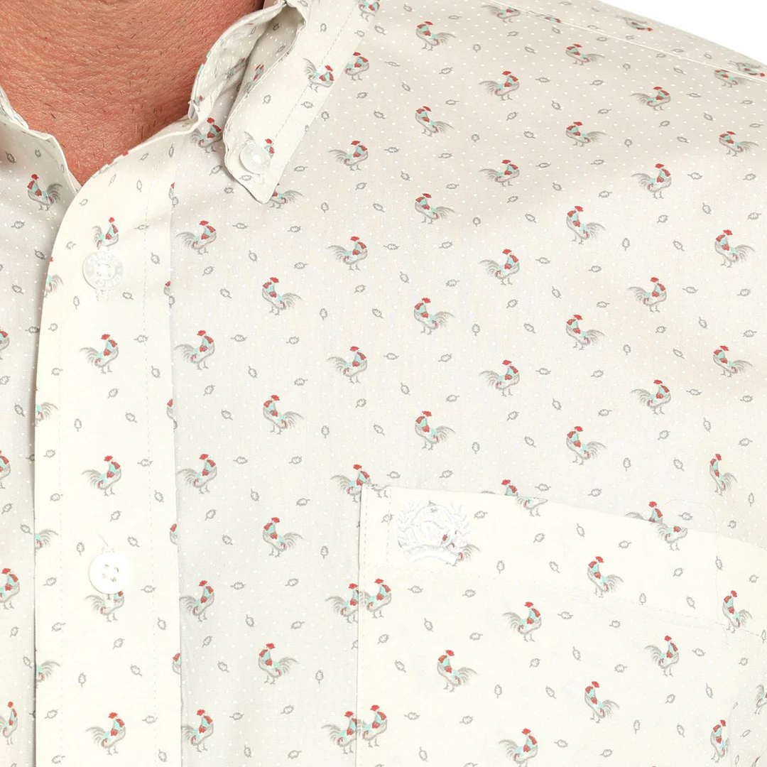 Мужская рубашка Cinch с длинными рукавами и пуговицами, с принтом петуха.