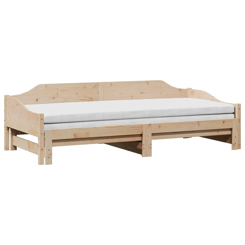 Łóżko dzienne rozsuwane z materacem 90x190 cm lite drewno