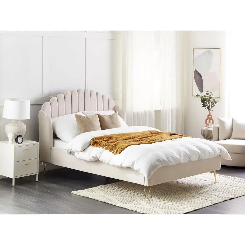 AMBILLOU - Bed - Lichtbeige - 140 x 200 cm - Polyester
