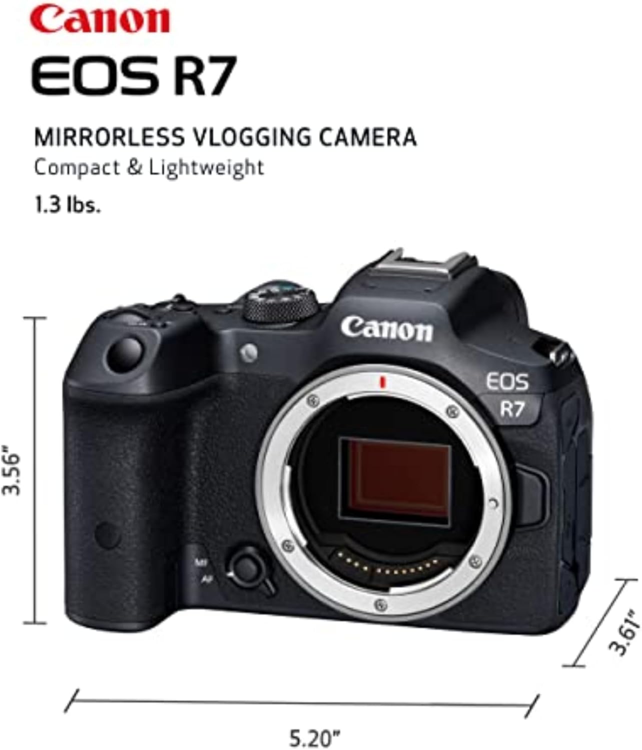 Canon EOS R7 Mirrorless Camera (Body Only)  Hybrid Camera  32.5 Megapixel (APS-C) CMOS Sensor  4K Video  for Sports  Action  Content Creators  Vlogging Camera  Black