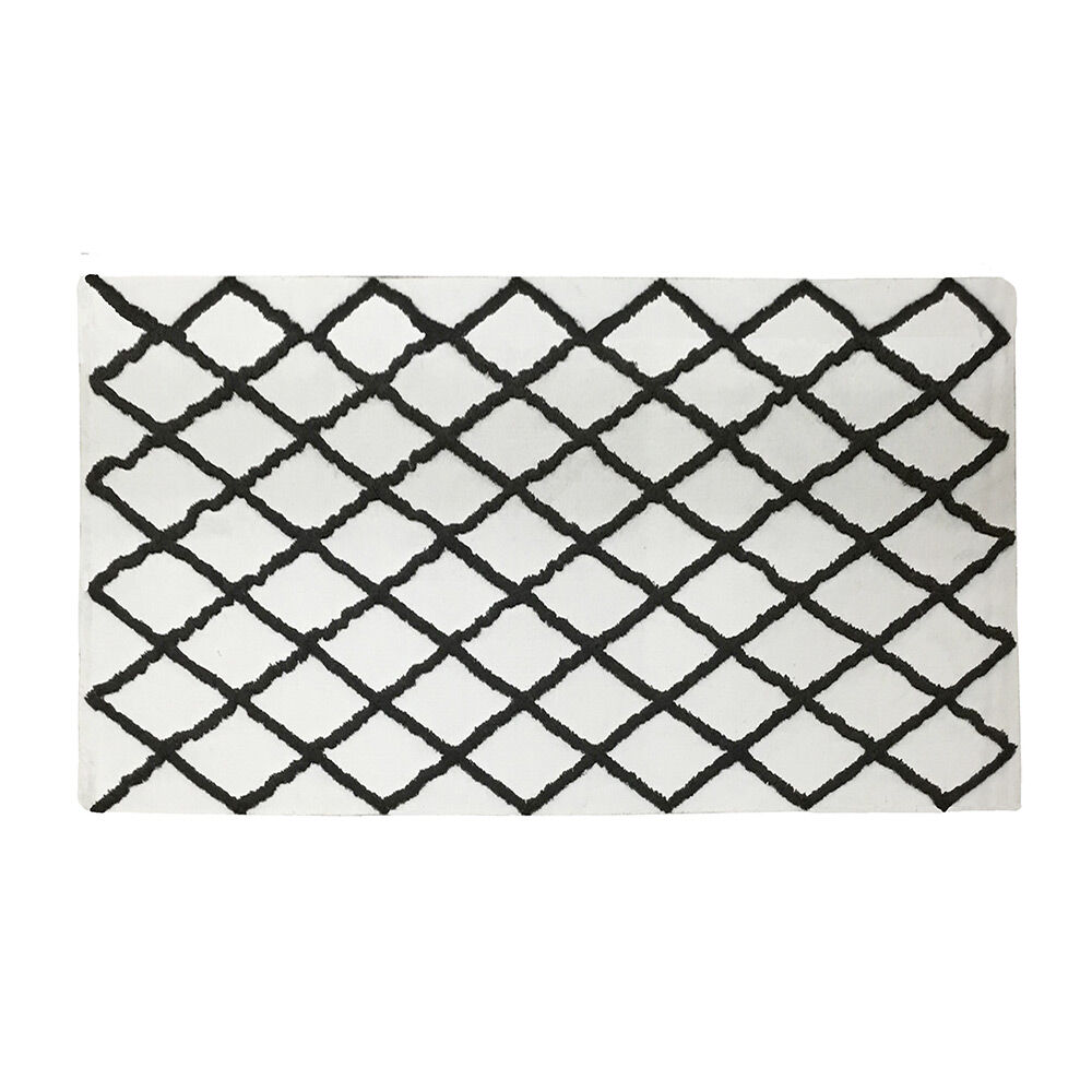 Tapis rectangulaire coton tufté blanc noir 120x170 cm