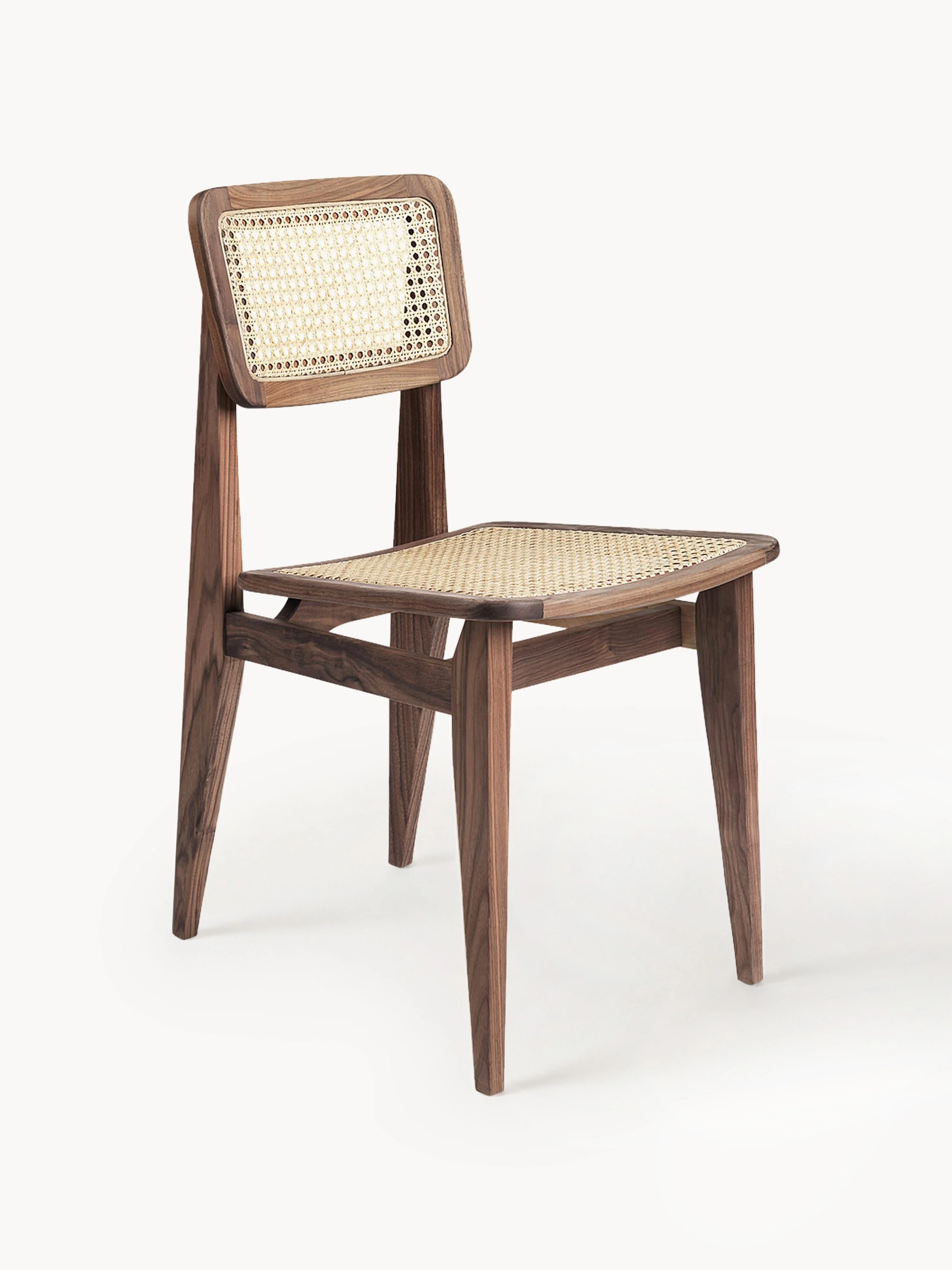Holzstuhl C-Chair aus Walnussholz mit Wiener Geflecht