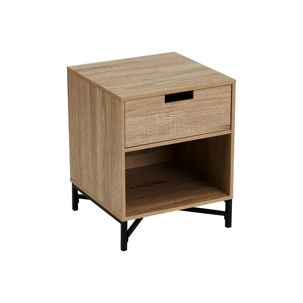 - Table de chevet en bois MDF et métal 1 tiroir