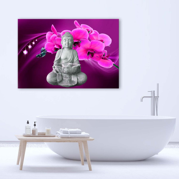 Feeby Obraz na płótnie Budda z diamentami i orchideą 60x40