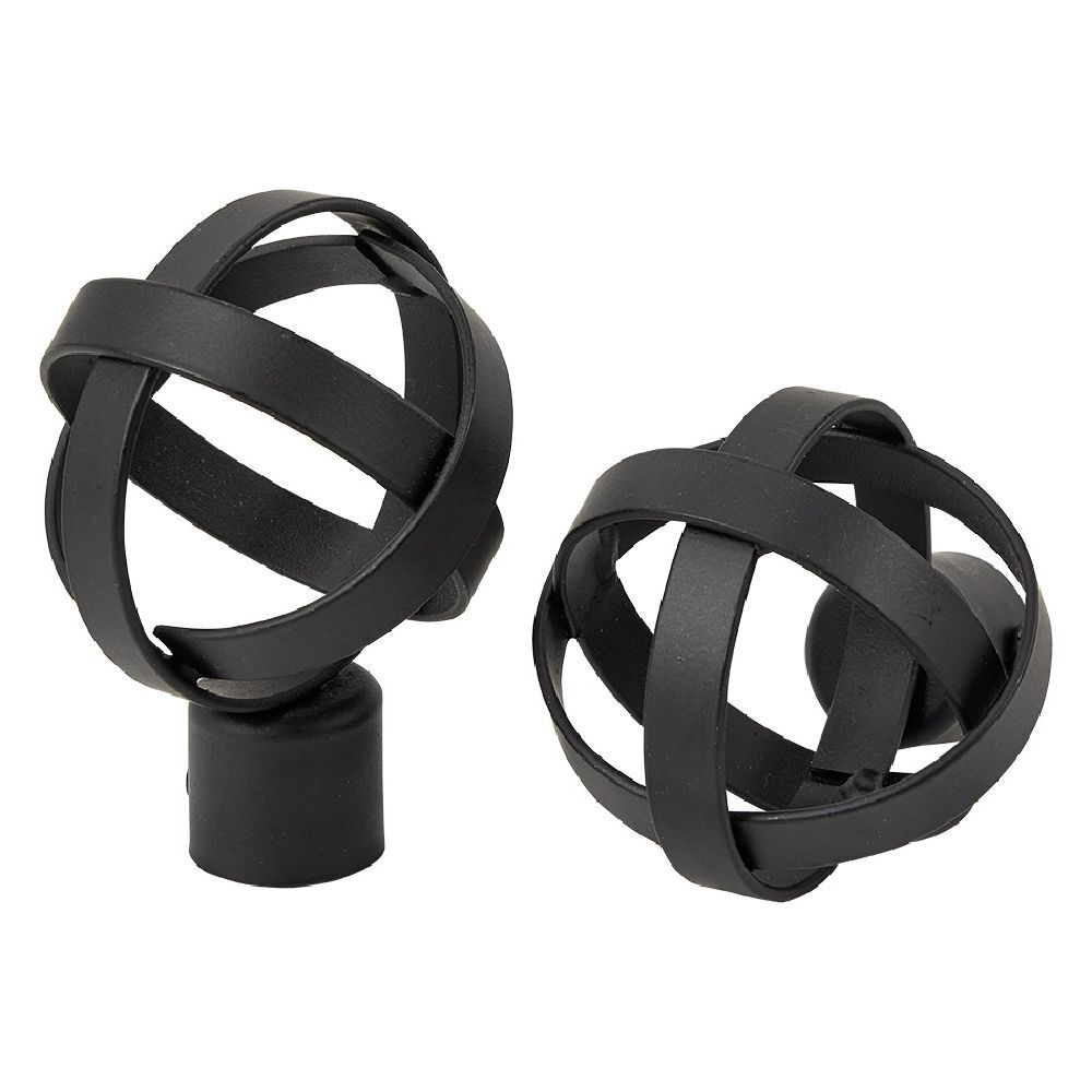 Embout tringle à rideau Ø20mm sphère spirale métal noir mat x2