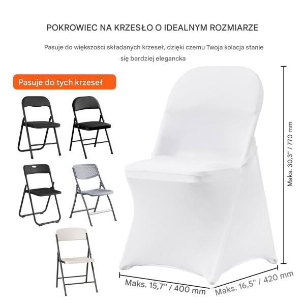 Pokrowiec na krzesło bankietowe ślubne 50 szt. biały