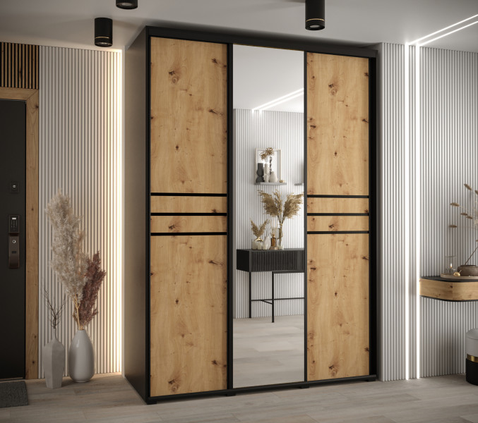 Szafa przesuwna 60 wysoka Davos 11 180 czarny artisan czarny